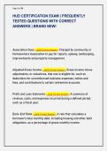 HUD CERTIFICATION EXAM &vert; FREQUENTLY &NewLine;TESTED QUESTIONS WITH CORRECT &NewLine;ANSWERS &vert; BRAND NEW&excl;