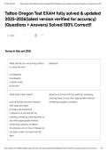Tattoo Oregon Test EXAM fully solved & updated 2025-2026&lpar;latest version verified for accuracy&rpar; &lpar;Questions &plus; Answers&rpar; Solved 100&percnt; Correct&excl;&excl;&NewLine;&NewLine;
