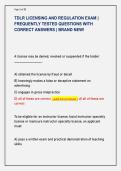 TDLR LICENSING AND REGULATION EXAM &vert; &NewLine;FREQUENTLY TESTED QUESTIONS WITH &NewLine;CORRECT ANSWERS &vert; BRAND NEW&excl; 
