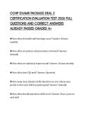 CCHP EXAMS PACKAGE DEAL 2&NewLine;CERTIFICATION EVALUATION TEST 2026 FULL&NewLine;QUESTIONS AND CORRECT ANSWERS&NewLine;ALREADY PASSED GRADED A&plus;&NewLine;