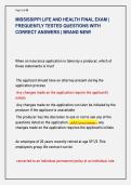 MISSISSIPPI LIFE AND HEALTH FINAL EXAM &vert; &NewLine;FREQUENTLY TESTED QUESTIONS WITH &NewLine;CORRECT ANSWERS &vert; BRAND NEW&excl; 