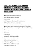 ACEABLE AGENT REAL ESTATE&NewLine;PRINCIPLES PRACTICE SET 2026&NewLine;TESTED QUESTIONS AND CORRECT&NewLine;SOLUTIONS
