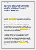 MISSISSIPPI LIFE AND HEALTH INSURANCE &NewLine;FINAL EXAM &lpar;2026 UPDATE&rpar; &vert; FREQUENTLY &NewLine;TESTED QUESTIONS WITH CORRECT &NewLine;ANSWERS &vert; BRAND NEW&excl; 