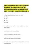 CALIFORNIA ACUPUNCTURE LICENSING&NewLine;EXAMINATION CALE PRACTICE TEST&NewLine;ACTUAL EXAM PAPER 2026 QUESTIONS&NewLine;WITH COMPLETE SOLUTIONS GRADED A&plus;