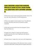 CANS CERTIFIED ADDICTION NURSING&NewLine;SPECIALIST EXAM ACTUAL EXAM PAPER&NewLine;2026 QUESTIONS WITH ANSWERS GRADED&NewLine;A&plus;