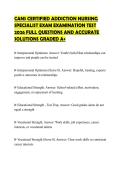 CANS CERTIFIED ADDICTION NURSING&NewLine;SPECIALIST EXAM EXAMINATION TEST&NewLine;2026 FULL QUESTIONS AND ACCURATE&NewLine;SOLUTIONS GRADED A&plus;