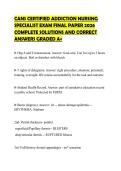 CANS CERTIFIED ADDICTION NURSING&NewLine;SPECIALIST EXAM FINAL PAPER 2026&NewLine;COMPLETE SOLUTIONS AND CORRECT&NewLine;ANSWERS GRADED A&plus;
