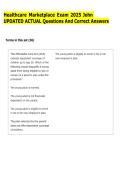 Healthcare Marketplace Exam 2025 John &NewLine;UPDATED ACTUAL Questions And Correct Answers 