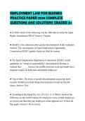EMPLOYMENT LAW FOR BUSINESS&NewLine;PRACTICE PAPER 2026 COMPLETE&NewLine;QUESTIONS AND SOLUTIONS GRADED A&plus;