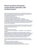 NCLEX questions therapeutic communication Questions with Verified Answers