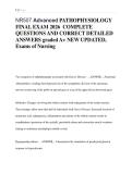 NR507 Advanced PATHOPHYSIOLOGY &NewLine;FINAL EXAM 2026  COMPLETE &NewLine;QUESTIONS AND CORRECT DETAILED &NewLine;ANSWERS graded A&plus; NEW UPDATED&comma; &NewLine;Exams of Nursing