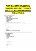PERRY REAL ESTATE COLLEGE FINAL EXAM 2026 REAL ESTATE PRINCIPLES PRACTICE QUESTIONS WITH ANSWERS AND RATIONALES