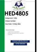 HED4805 Assignment 1 &lpar;QUALITY ANSWERS&rpar; 2026