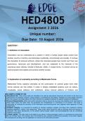 HED4805 Assignment 3 &lpar;ANSWERS&rpar; 2026 - DISTINCTION GUARANTEED