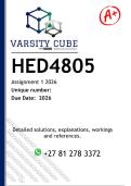HED4805 Assignment 1 &lpar;DETAILED ANSWERS&rpar; 2026 - DISTINCTION GUARANTEED