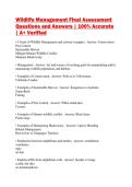 Wildlife Management Final Assessment&NewLine;Questions and Answers &vert; 100&percnt; Accurate&NewLine;&vert; A&plus; Verified