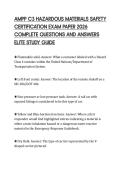 AMPP C3 HAZARDOUS MATERIALS SAFETY&NewLine;CERTIFICATION EXAM PAPER 2026&NewLine;COMPLETE QUESTIONS AND ANSWERS&NewLine;ELITE STUDY GUIDE