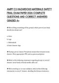 AMPP C3 HAZARDOUS MATERIALS SAFETY&NewLine;FINAL EXAM PAPER 2026 COMPLETE&NewLine;QUESTIONS AND CORRECT ANSWERS&NewLine;GRADED A&plus;