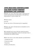 ANCC MED SURG CERTIFICATION&NewLine;2026 TEST PAPER VERIFIED&NewLine;QUESTIONS AND ANSWERS&NewLine;