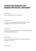 Certified Clinical Supervisor exam Questions with Answers&vert; Latest Update