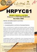 HRPYC81 Project 4 Assignment 2 &lpar;LITERATURE REVIEW&rpar; 2026 - DUE 5 May 2026 - Personal and General Belief in a Just World