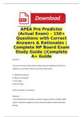APEA Pre-Predictor 2026&sol;2027 &lpar;Actual Exam&rpar; &ndash; 150&plus; Questions with Correct Answers & Rationales &vert; Complete NP Board Exam Study Guide &vert;&vert;Complete A&plus; Guide