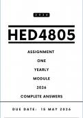 HED4805 Assignment 1 Answers - Yearly Module&comma; 2026 &vert; Due Date 15 May 2026