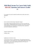 H&R Block Income Tax Course Study Guide 2026-2027 Questions And Answers Graded A&plus;
