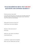 TEXAS ROADHOUSE MENU TEST 2026-2027 QUESTIONS AND ANSWERS GRADED A&plus;&NewLine;&NewLine;