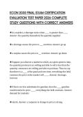ECON 2030 FINAL EXAM CERTIFICATION&NewLine;EVALUATION TEST PAPER 2026 COMPLETE&NewLine;STUDY QUESTIONS WITH CORRECT ANSWERS&NewLine;