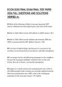 ECON 2030 FINAL EXAM FINAL TEST PAPER&NewLine;2026 FULL QUESTIONS AND SOLUTIONS&NewLine;VERIFIED A&plus;