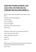 NURSE PRACTITIONERS IN PRIMARY CARE &NewLine;EXAM 4 FINAL TEST PAPER 2026 FULL &NewLine;QUESTIONS AND SOLUTIONS VERIFIED A&plus;