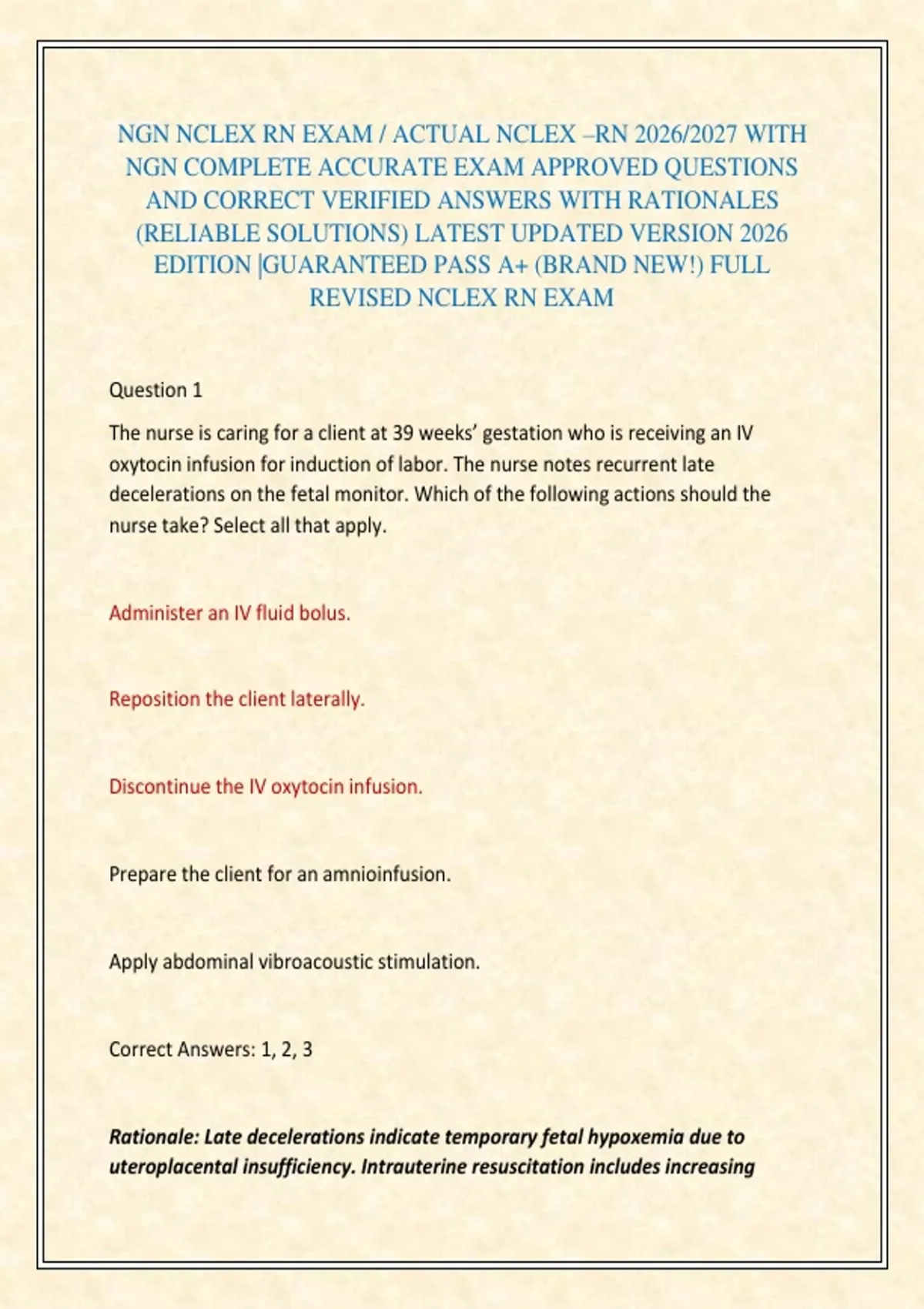 Ngn Nclex Questions Example.pdf NGN NCLEX RN EXAM / ACTUAL NCLEX –RN 2026/2027 WITH NGN COMPLETE ...