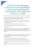 AIPMM CPM Product Management Certification Exam Actual Exam 2026&sol;2027 &ndash; Complete Exam-Style Questions with Detailed Rationales &vert; 100&percnt; Verified &ndash; Pass Guaranteed &ndash; A&plus; Graded&NewLine;&NewLine;