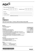 AQA AS French Paper 2 Writing &lpar;7651&sol;2&rpar; Study Guide 2026