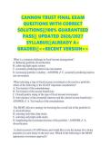CANNON TRUST FINAL EXAM &NewLine;QUESTIONS WITH CORRECT &NewLine;SOLUTIONS&vert;&vert;100&percnt; GUARANTEED &NewLine;PASS&vert;&vert; UPDATED 2026&sol;2027 &NewLine;SYLLABUS&vert;&vert;ALREADY A&plus; &NewLine;GRADED&vert;&vert;<<RECENT VERSION>>