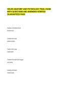 HOLES ANATOMY AND PHYSIOLOGY FINAL EXAM WITH QUESTIONS AND ANSWERS VERIFIED GUARANTEED PASS