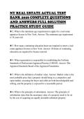 NY REAL ESTATE ACTUAL TEST &NewLine;BANK 2026 COMPLETE QUESTIONS &NewLine;AND ANSWERS FULL SOLUTION &NewLine;PRACTICE STUDY GUIDE 