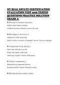 NY REAL ESTATE CERTIFICATION &NewLine;EVALUATION TEST 2026 TESTED &NewLine;QUESTIONS PRACTICE SOLUTION &NewLine;GRADE A 