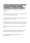 NY REAL ESTATE FINAL PAPER 2026 &NewLine;SOLVED QUESTIONS VERIFIED &NewLine;ANSWERS 100 PERCENT CORRECT