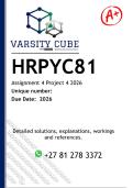 HRPYC81 Project 4 Assignment 4 &lpar;RESEARCH REPORT&rpar; 2026 - DISTINCTION GUARANTEED - Personal and General Belief in a Just World 
