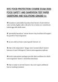NYC FOOD PROTECTION COURSE EXAM 2026 &NewLine;FOOD SAFETY AND SANITATION TEST PAPER &NewLine;QUESTIONS AND SOLUTIONS GRADED A&plus;