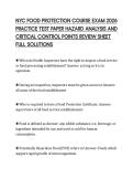 NYC FOOD PROTECTION COURSE EXAM 2026 &NewLine;PRACTICE TEST PAPER HAZARD ANALYSIS AND &NewLine;CRITICAL CONTROL POINTS REVIEW SHEET &NewLine;FULL SOLUTIONS 