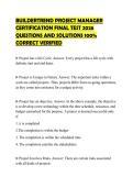 BUILDERTREND PROJECT MANAGER&NewLine;CERTIFICATION FINAL TEST 2026&NewLine;QUESTIONS AND SOLUTIONS 100&percnt;&NewLine;CORRECT VERIFIED