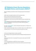 AP Statistics Exam Review Questions Multiple-Choice and Answers 2026-27