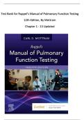 Test Bank for Ruppel&rsquo;s Manual of Pulmonary Function Testing 12th Edition&comma; By Mottram&NewLine;Chapter 1 - 13 Updated &NewLine;&lbrack;Complete Edition &rsqb;&NewLine;&lbrack;Graded A&plus;&rsqb;