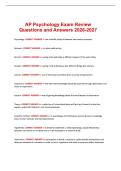 AP Psychology Exam Review Questions and Answers 2026-2027