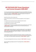 AP PSYCHOLOGY Exam Questions and Correct Answers 2026-2027