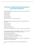 AP Psych College Board Exam Questions and Answers 2026-2027