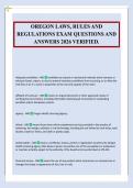 OREGON LAWS&comma; RULES AND&NewLine;REGULATIONS EXAM QUESTIONS AND&NewLine;ANSWERS 2026 VERIFIED